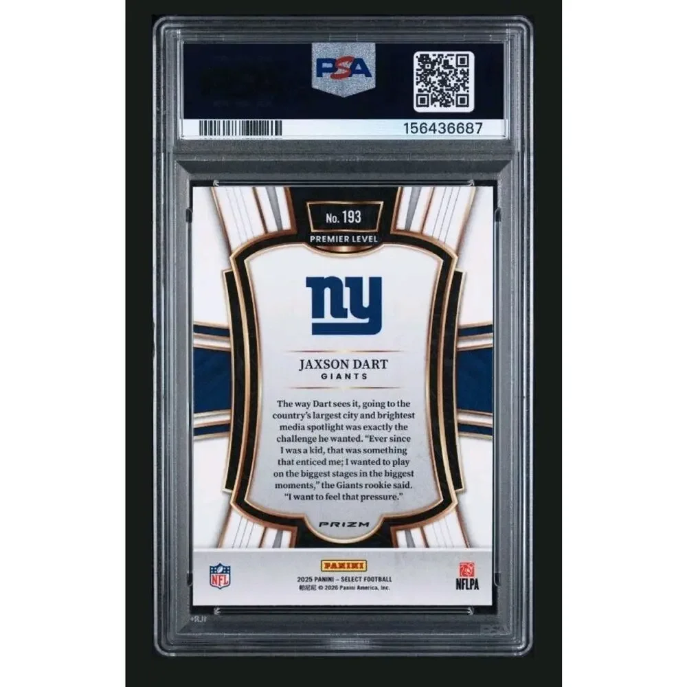 2025 Panini Select Jaxson Dart #193 Green & Yellow Shock Prizm Psa 9 Mint Rookie